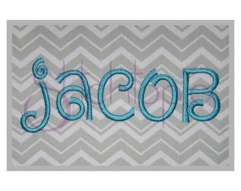 Jacob Embroidery Font Set - .5", 1", 2", 3" - 11 formats DST PES BX Fonts Machine Embroidery Font Alphabet for Kids - Instant Download Files