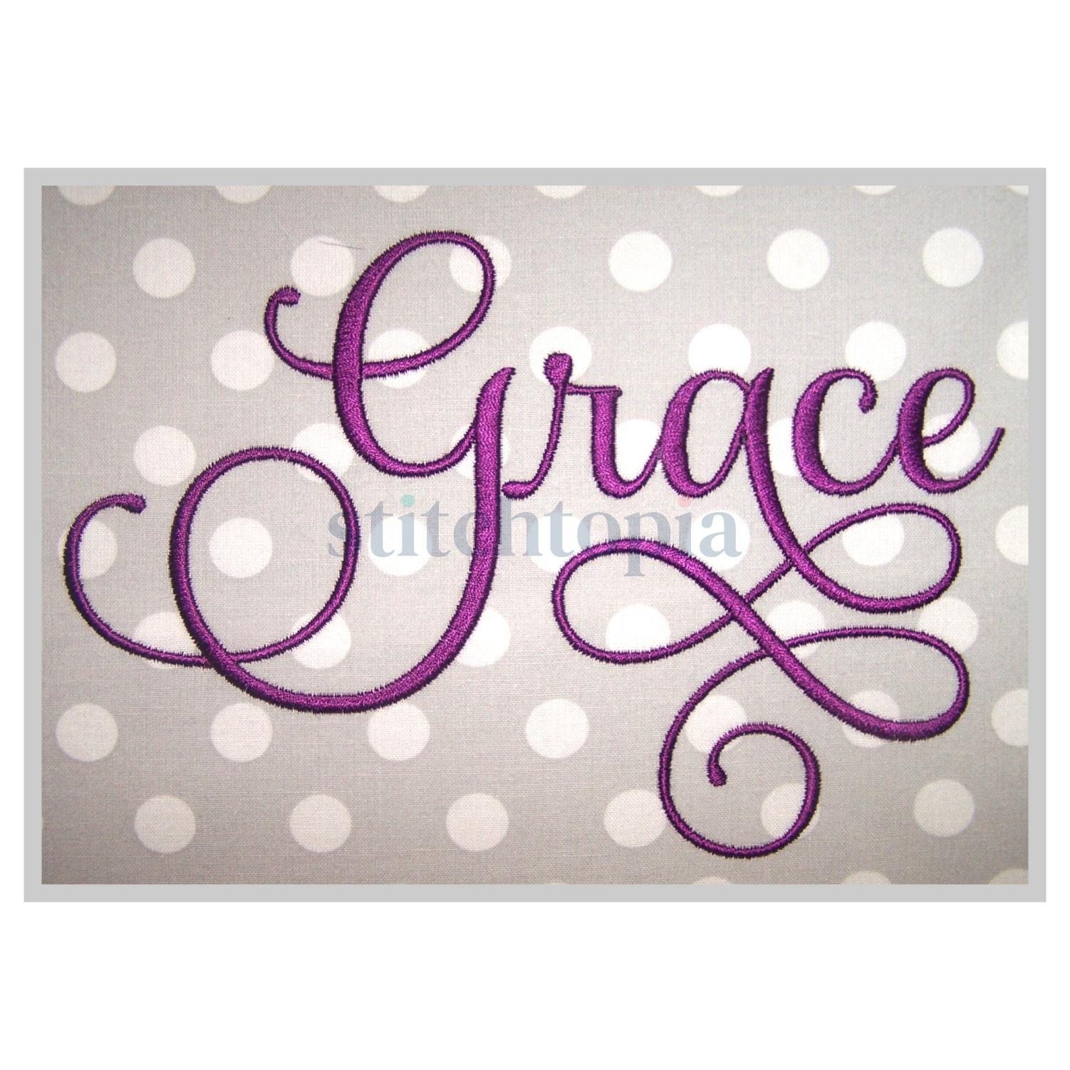 Grace Embroidery Font #6 - 5" 6" 7" 11 Formats Machine Embroidery Fonts Script Embroidery Fonts PES Fonts BX Fonts - Instant Download Files