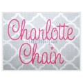 Charlotte Chain Stitch Embroidery Font 1" 1.5" 2" 2.5" 3" Formats: bx dst exp hus jef pes sew shv vip vp3 xxx - Instant Download Files