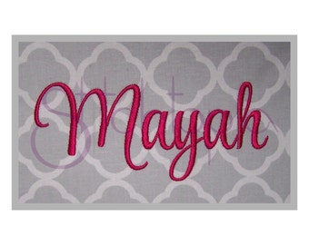 Mayah Embroidery Font #1 -  .5" 1" 1.5" 2" 2.5" 3" Style Script Embroidery Font 11 Formats Machine Embroidery Fonts - Instant Download Files