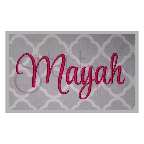 Mayah Embroidery Font #1 -  .5" 1" 1.5" 2" 2.5" 3" Style Script Embroidery Font 11 Formats Machine Embroidery Fonts - Instant Download Files