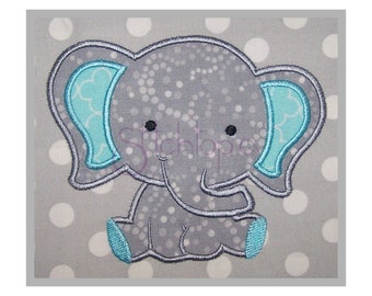 Elephant Applique Design - 6 Sizes 10 Formats Baby Animals Machine Applique Designs Baby Animals Applique Designs - Instant Download Files