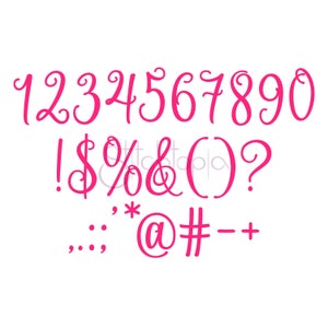 Once Upon a Time Punctuation & Numbers Set - 5 Sizes 11 Formats Machine Embroidery Punctuation Script Embroidery Numbers - Instant Download