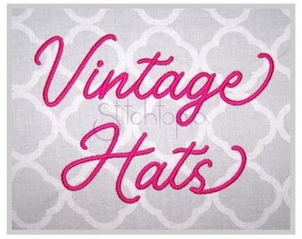 Vintage Hats Embroidery Font .75" 1" 1.25" 1.5" 2" Formats: bx dst exp hus jef pes sew shv vip vp3 xxx Machine Embroidery Instant Download