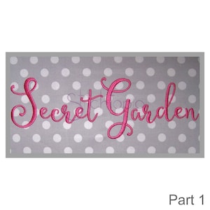 Secret Garden 1 bordado fuente set – 1 "1.5" 2" 2.5"3"- Máquina digital bordado fuente alfabeto escritura bordado fuente - descarga instantánea