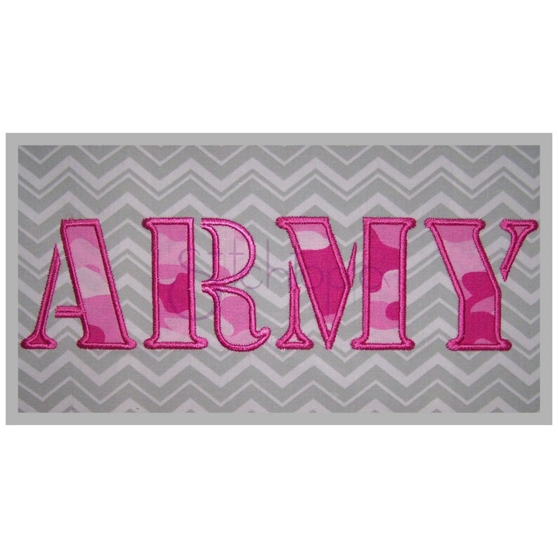 Army Applique Embroidery Font Set – 2″, 2.5″, 3″, 3.5″ - Digital ...