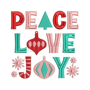 Peace Love Joy Embroidery Design 6 Sizes Formats: Dst Exp Hus Jef Pes Sew Shv Vip Vp3 Xxx Machine Embroidery Designs Instant Download Files