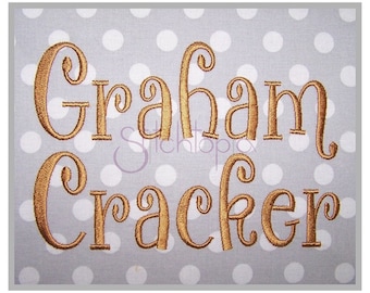 Graham Cracker Embroidery Font .75" 1" 1.25" 1.5" 2" - Formats bx dst exp hus jef pes sew shv vip vp3 xxx Embroidery Font - Instant Download