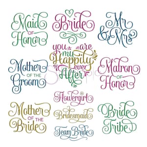 Bridal Embroidery Design Bundle - 11 designs 10 Formats Bride Embroidery Design Wedding Machine Embroidery Designs - Instant Download Files