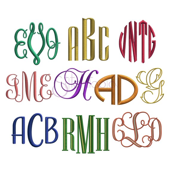 EMBROIDERY Monogram Font Bundle 2 10 Machine Embroidery Etsy