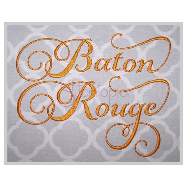 Baton Rouge #2 Embroidery Font .75"1" 1.25"1.5"2"Formats bx dst exp hus jef pes sew shv vip vp3 xxx Machine Embroidery Font Instant Download