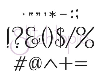 Punctuation Set #1 - 1″ 2″ 3″ - Formats bx dst exp hus jef pes sew shv vip vp3 xxx Machine Embroidery Punctuation Set - Instant Download