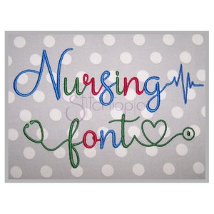 Nursing #1-3 Embroidery Font Bundle 1&quot; 1.25&quot; 1.5&quot; 2&quot; 2.5&quot; Formats: bx dst exp hus jef pes sew shv vip vp3 xxx - Instant Download
