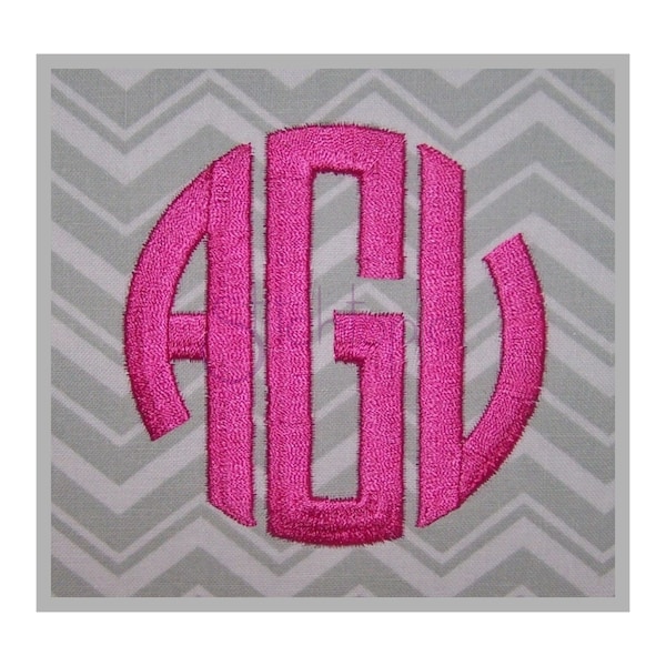 Circle Round Monogram Embroidery Font 1″ 1.5″ 2″ 2.5″ 3″ - Formats: bx dst exp hus jef pes sew shv vip vp3 xxx-  Instant Download