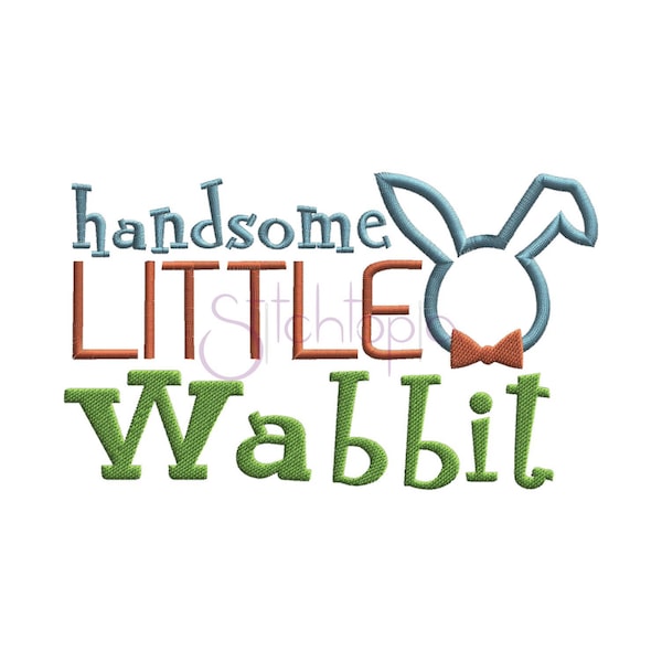 Handsome Little Wabbit Applique Design 6 Sizes 10 Formats Easter Machine Embroidery Designs for Boys Easter Applique Design Instant Download