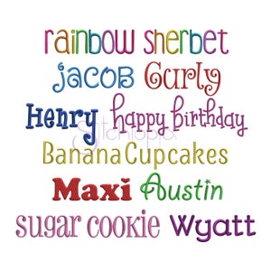 EMBROIDERY Kid Font Bundle - 10 Machine Embroidery Fonts - Formats Included: PES ONLY - 4-6 Sizes for Each Font - Instant Download Files