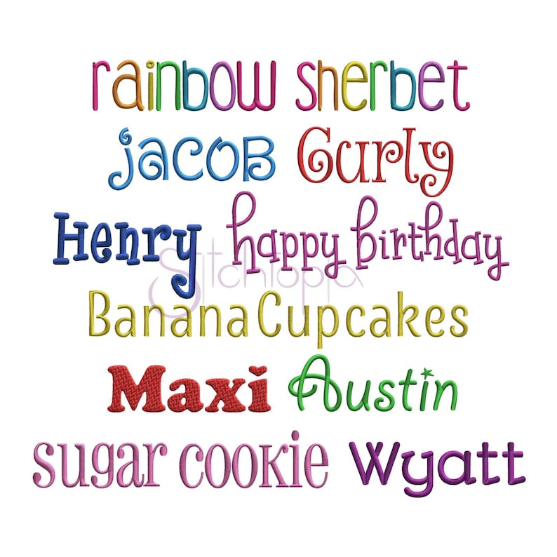 EMBROIDERY Kid Font Bundle 10 Machine Embroidery Fonts Etsy