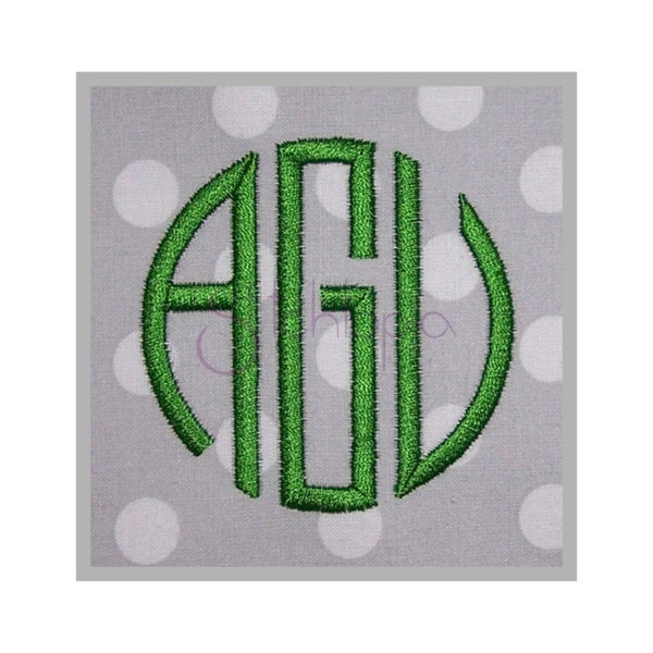 Circle Round Monogram Embroidery Font Thin .5″ .75″ 1″ 1.5″ 2″ 2.5″- Formats: bx dst exp hus jef pes sew shv vip vp3 xxx-  Instant Download