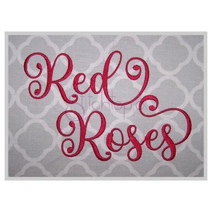 Red Roses Embroidery Font 1&quot; 1.25&quot; 1.5&quot; 2&quot; 2.5 Formats bx dst exp hus jef pes sew shv vip vp3 xxx Machine Embroidery Font Instant Download