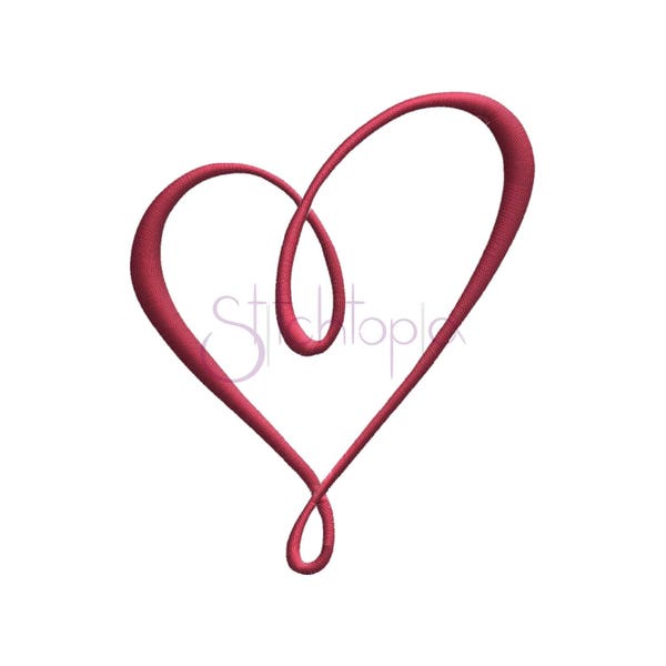 Loopy Heart Embroidery Design - 9 Sizes 10 Formats PES DST EXP Valentine's Day Heart Machine Embroidery Design - Instant Download Files