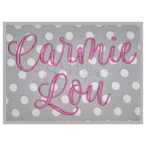 Carmie Lou Embroidery Font 1" 1.5" 2" 2.5" - 11 Formats bx dst exp hus jef pes sew shv vip vp3 xxx Machine Embroidery Fonts Instant Download