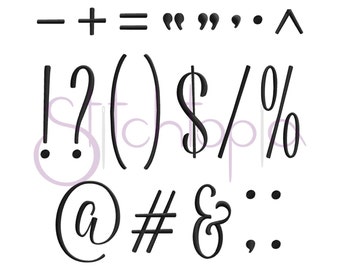 Satzzeichen Set #2 - 1&quot;2&quot; 2&quot; 3&quot; Maschinenstickerei Punctuation Designs Maschinenstickerei Ampersand Komma Periode Dash - Instant Download Dateien