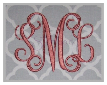 Interlocking Vine Embroidery Monogram 1" 1.5" 2" 2.5" 3"- Machine Embroidery Fonts Embroidery Monogram Fonts 11 Formats - Instant Download