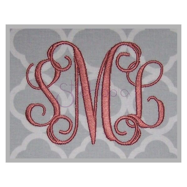 Interlocking Vine Broderie Monogramme 1"1.5 » 2 » 2.5 » 3 »- Machine Broderie Polices Broderie Monogramme Polices 11 Formats - Téléchargement instantané