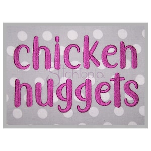 Chicken Nuggets Embroidery Font .75&quot; 1&quot; 1.25&quot; 1.5&quot; 2&quot; Formats bx dst exp hus jef pes sew shv vip vp3 xxx Machine Embroidery Instant Download