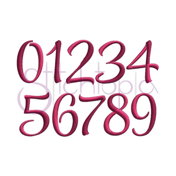 Style Script Embroidery Font Numbers Set - Numbers Only - 3 sizes 11 Formats Machine Embroidery Font Mayah - Instant Download Files