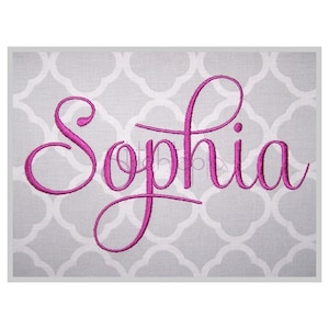 Sophia Embroidery Font 1 1.25 1.5 2 3 Formats: bx dst exp hus jef pes sew shv vip vp3 xxx Script Embroidery Fonts Instant Download image 1