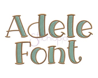 Adele Filled Embroidery Font 1" 1.5" 2" 2.5" 3" - 11 Formats 5 Sizes Machine Embroidery Monogram Fonts - Instant Download Files