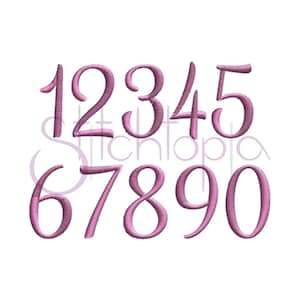 Hailey Numbers Set – 3 tamaños - - Digital Machine Embroidery Files - Fancy Script