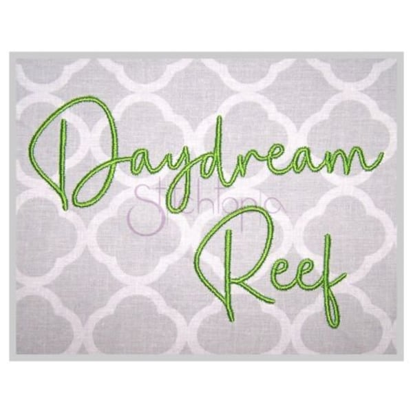 Daydream Reef Embroidery Font 2.5" 3" 3.5" 4" 5" Formats bx dst exp hus jef pes sew shv vip vp3 xxx Machine Embroidery Font Instant Download