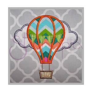 Hot Air Balloon Applique - 7 Sizes - 10 Formats PES DST - Digital Machine Embroidery Design Pattern Ballon Applique - Instant Download Files