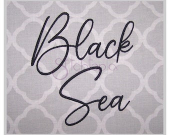 Black Sea Embroidery Font 1" 1.25" 1.5" 2" 2.5 Formats bx dst exp hus jef pes sew shv vip vp3 xxx Machine Embroidery Font Instant Download