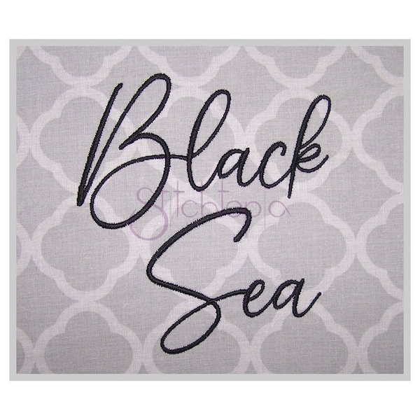 Black Sea Embroidery Font 1" 1.25" 1.5" 2" 2.5 Formats bx dst exp hus jef pes sew shv vip vp3 xxx Machine Embroidery Font Instant Download