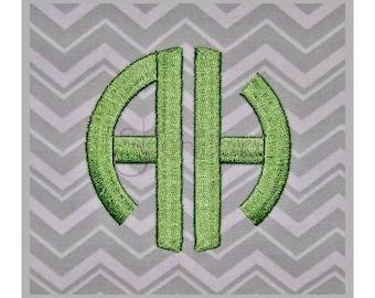 Circle Round 2-Letter Monogram Embroidery Font .5" 1″ 1.5″ 2″ 2.5″ 3″ - Formats: bx dst exp hus jef pes sew shv vip vp3 xxx Instant Download