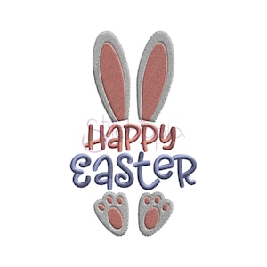 Happy Easter Bunny Embroidery Design - 6 Sizes 10 Formats dst exp hus jef pes sew shv vip vp3 xxx Easter Embroidery Design Instant Download