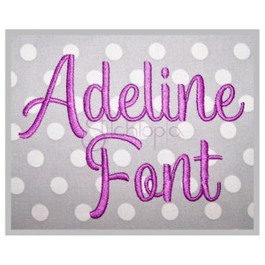 Adeline Embroidery Font - 1&quot; 1.25&quot; 1.5&quot; 2&quot; 2.5&quot; Formats bx dst exp hus jef pes sew shv vip vp3 xxx Script Embroidery Font - Instant Download