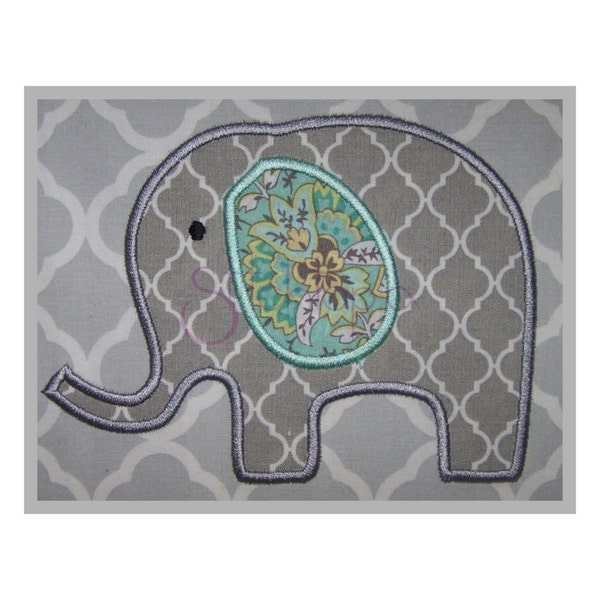 Elephant Applique Design #2 - 9 Sizes PES DST JEF 10 Formats - Machine Embroidery Elephant Applique Design - Instant Download Files