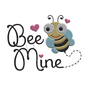 Valentine&#39;s Day Bee Mine Embroidery Design - 9 Sizes 10 Formats PES DST VP3 - Digital Machine Embroidery Design -  Instant Download Files