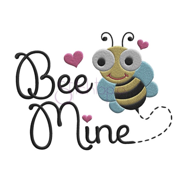 Valentine's Day Bee Mine Embroidery Design - 9 Sizes 10 Formats PES DST VP3 - Digital Machine Embroidery Design -  Instant Download Files