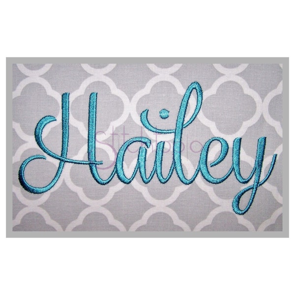 Hailey Embroidery Font #4 – .5" 1″ 1.5" 2″ 2.5" 3″ - 11 Formats BX Fonts PES Machine Embroidery Font Script Embroidery Font Instant Download