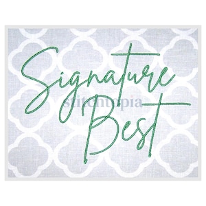 Signature Best Embroidery Font 3&quot; 3.5&quot; 4&quot; 5&quot; 6&quot; Formats: bx dst exp hus jef pes sew shv vip vp3 xxx Machine Embroidery Font Instant Download