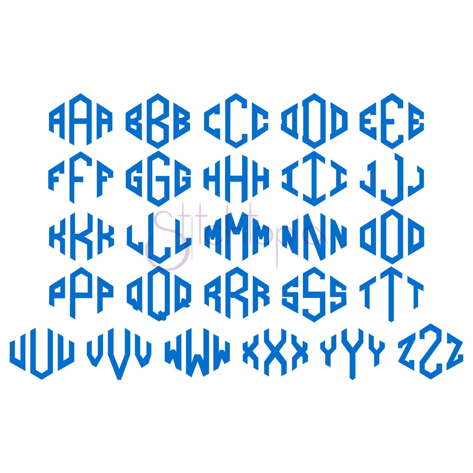 Diamond Embroidery Monogram Font 1 1.5 2 2.5 3 11 Etsy