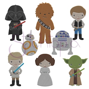Space Guys Embroidery Design Set - Star Wars Digital Machine Embroidery Design Bundle - Instant Download  - 8 Star Wars Embroidery Designs