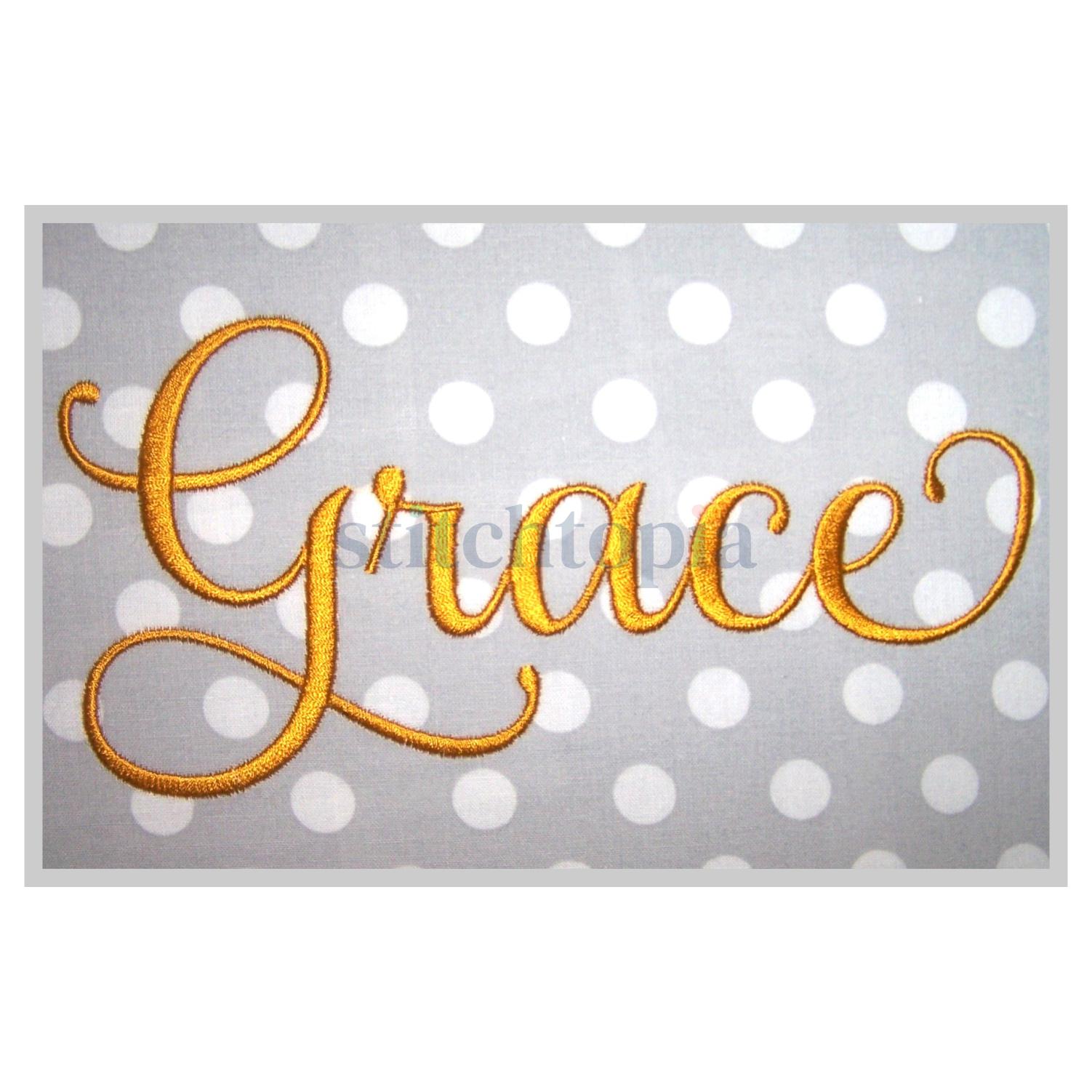 Extended Grace Lettering Grace Embroidery Font #3 - 5