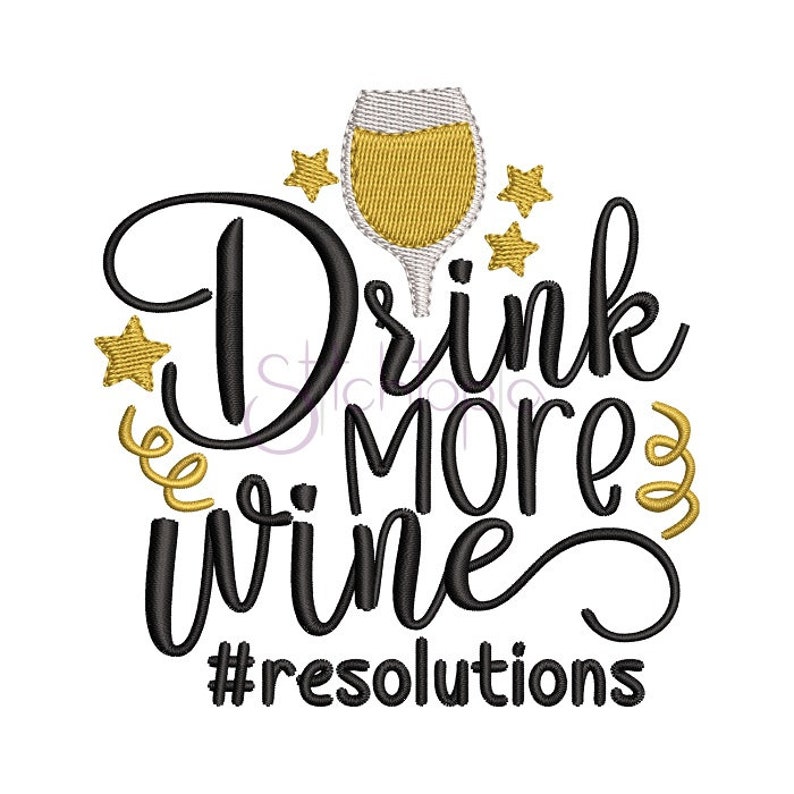 Drink more wine embroidery design 6 sizes formats dst exp  etsy