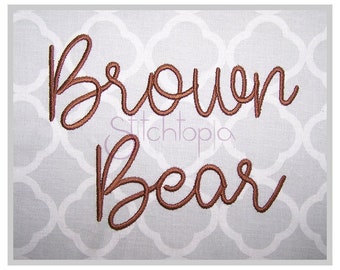 Brown Bear Embroidery Font 1" 1.25" 1.5" 2" 2.5" Formats bx dst exp hus jef pes sew shv vip vp3 xxx Machine Embroidery Font Instant Download